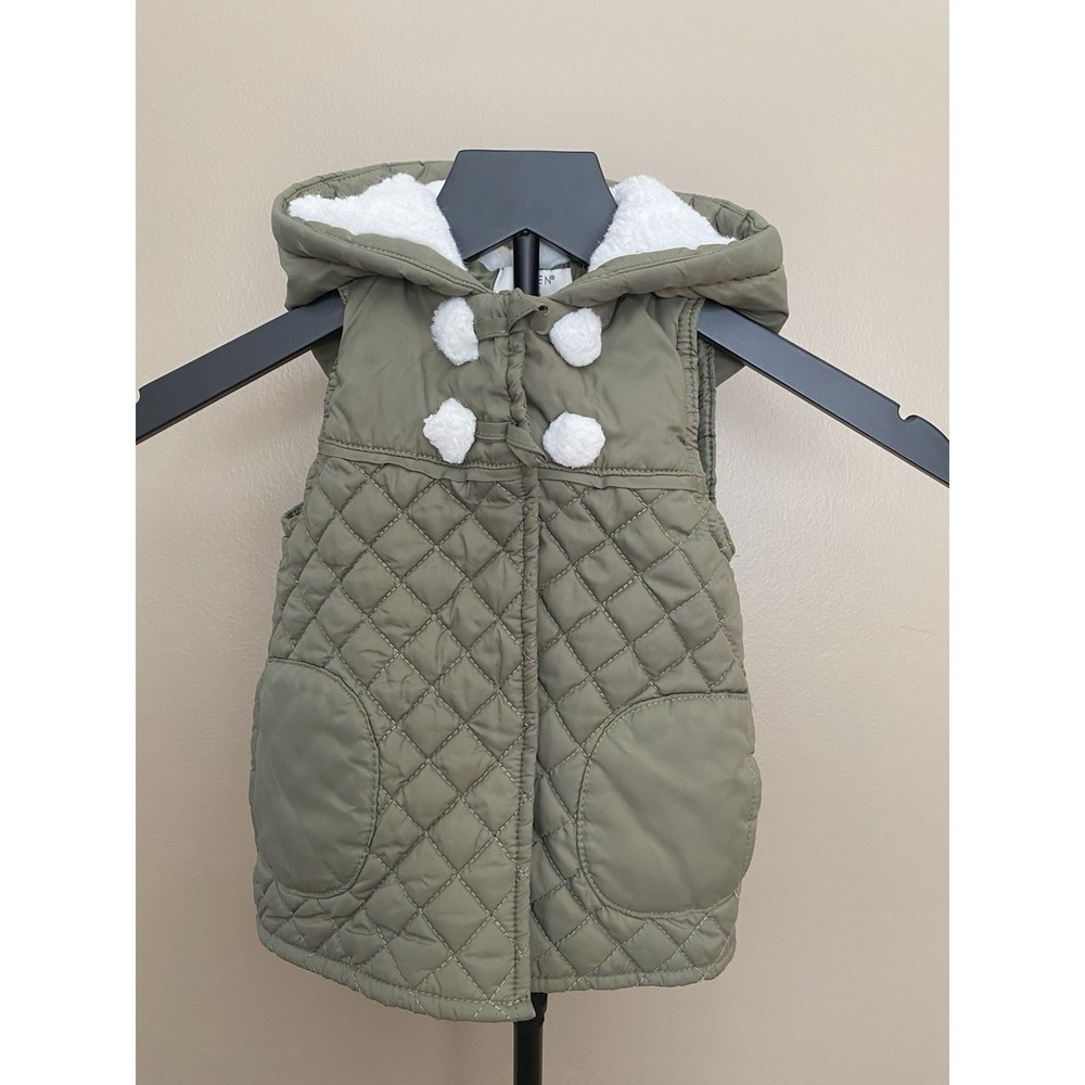 Aspen Kids Toddler Puffer Vest Hooded Quilted Winter Army Green Size 2T